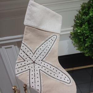 Christmas Stocking Set 2 Sea Star Fish sparkle nautical Beach Ocean Decor